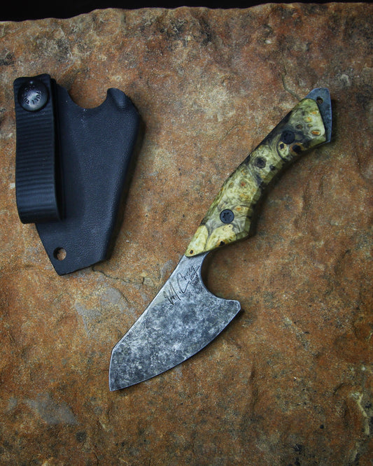 Forged EDC/Skinner - stonewashed, buckeye burl